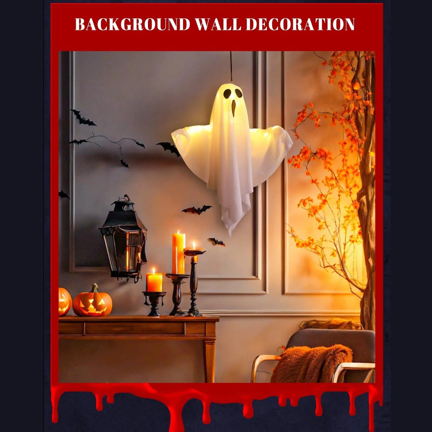 Halloween Terror Led Ghost Pendant Decor Props Home Courtyard Garden Store Haunted House Decorative Pendant