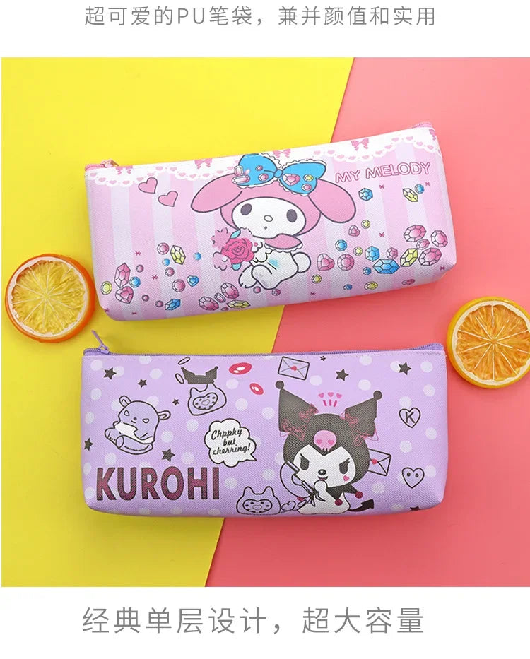 Sanrio Cinnamoroll, Kuromi & My Melody Pencil Case – PU Waterproof Stationery Bag
