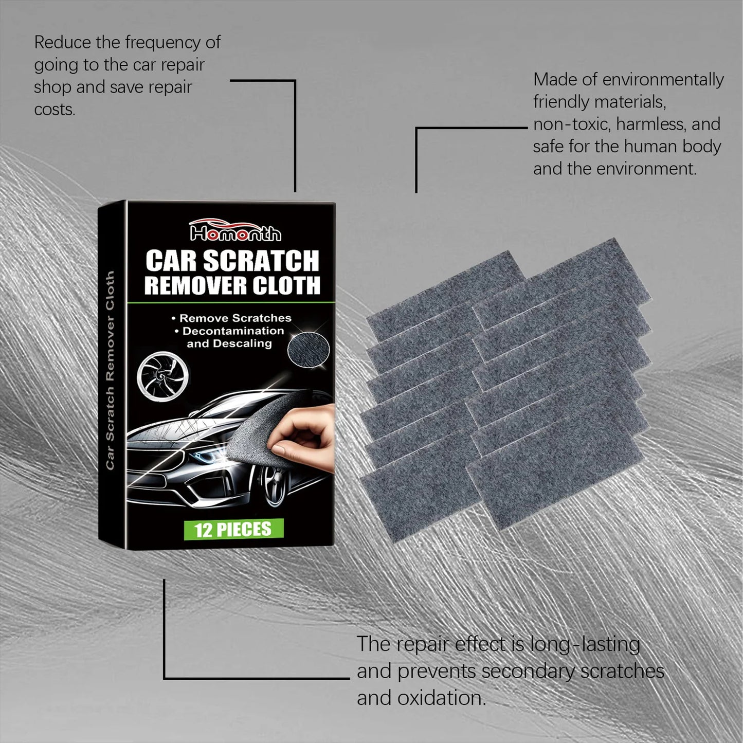 12pcs Car Scratches Remover Cloth Easy to Use Lightweight Scratch Cleaning Maintenance Suitable for All Kinds of Cars