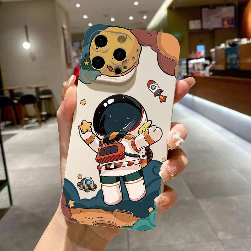 Cartoon Astronaut Phone Case For Xiaomi 13 12 11 Lite 5G 14 14T 13T 12T 12X Poco X7 X6 X5 X3 F5 F6 M6 Pro Shockproof Soft Cover
