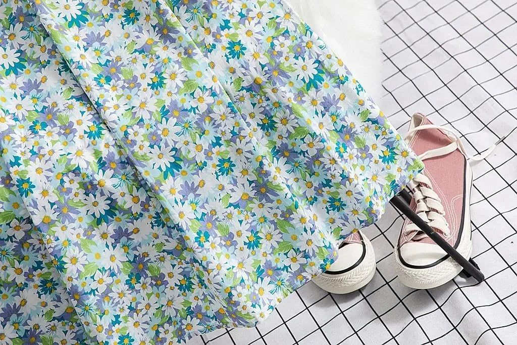 Fragmented Blossom Skirt Women's New Summer Art High Waist Chiffon A-line Oil Painting Small Daisy  Lady Large Swing  Skirt