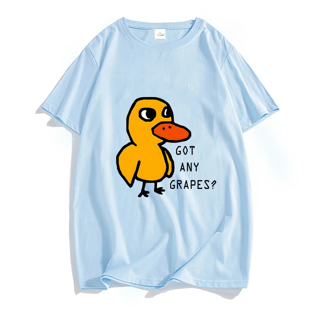 The Duck Song Got Any Grapes Shirts 100% Cotton Tees Men/women Anime Tshirt Originality Graphic T-shirt Summer Loose T Shirt