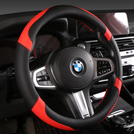 Car Steering Wheel Cover - Universal Car for Diverse Cars, Durable Leather Cover with Anti-Slip Lining, Fit for 14.5"-15"