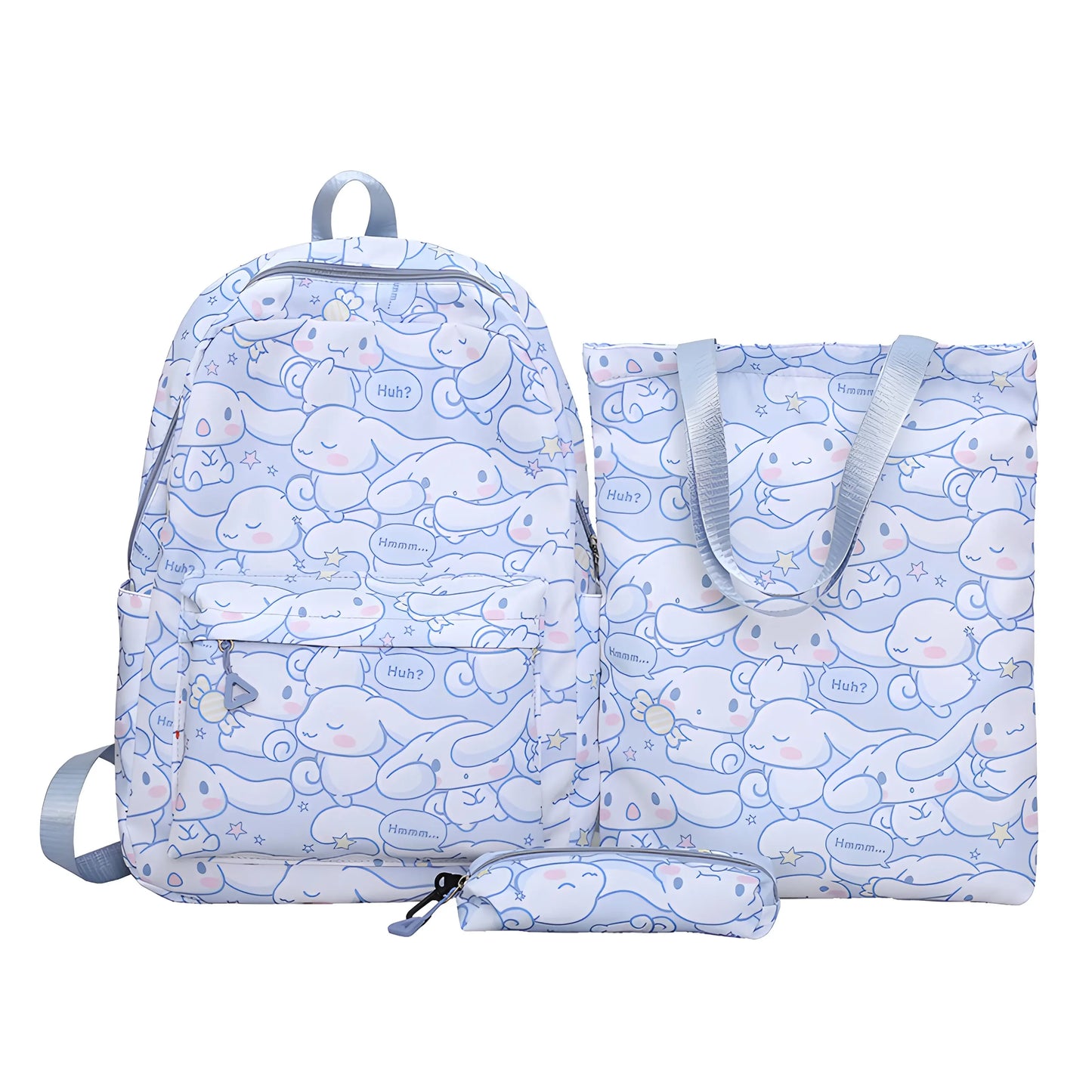Sanrio Sweet Squad 3-Piece Set – Cinnamoroll, Hello Kitty & Kuromi Backpack + Tote + Pencil Bag for Casual & School Use
