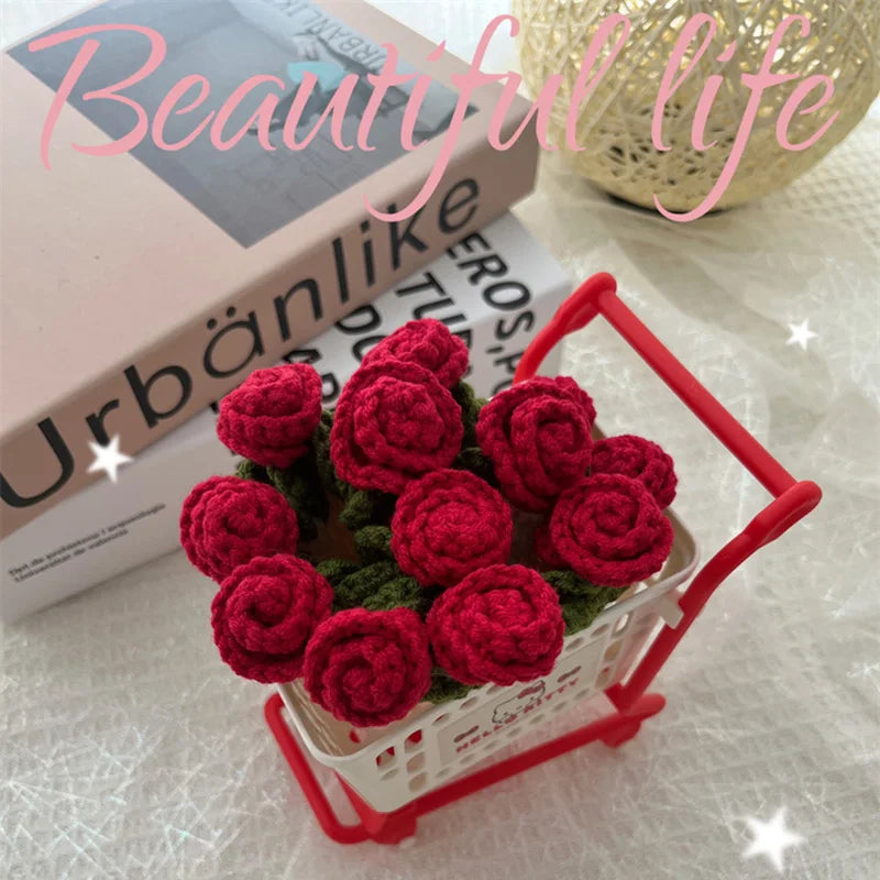 Crochet Flower Coaster Hand Knitted Coaster Rose Placemat Table Ornament Cup Pad Crochet Flower Cupmat Creative Coaster Gifts