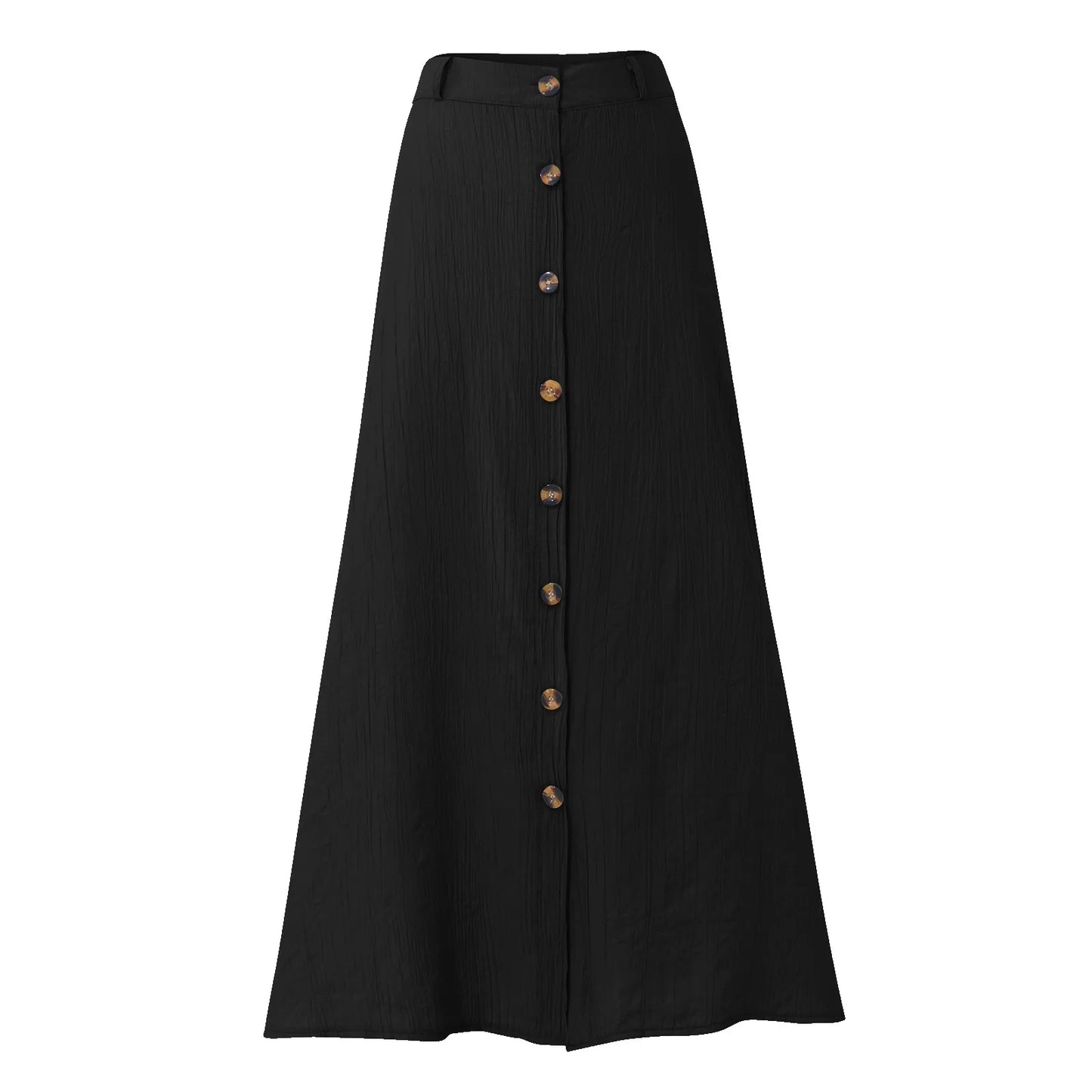 Women'S Half Skirt Midi Skirts For Women Bohemian Skirt High Waist Party Beach Button Skirt Women'S Loose Cotton And Linen Skirt