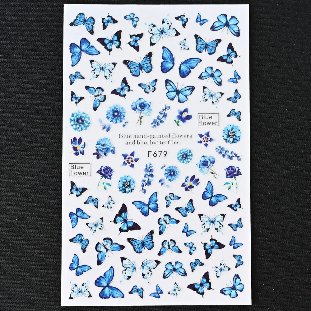 Glitter Flame Nail Art Set – Self-Adhesive Silver Stickers with Butterfly Foil for Manicure Magic