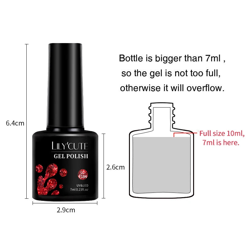 LILYCUTE Color Explosion – 184 Shades of Long-Lasting Gel Polish with Red Glitter Magic