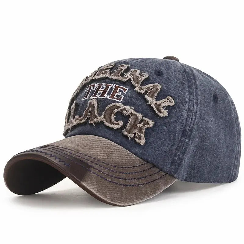 New Cotton Coated Outdoor Sports Wash Baseball Cap Embroidery Patch Black Letter Sunscreen Sunshade Hat Spring And Autumn