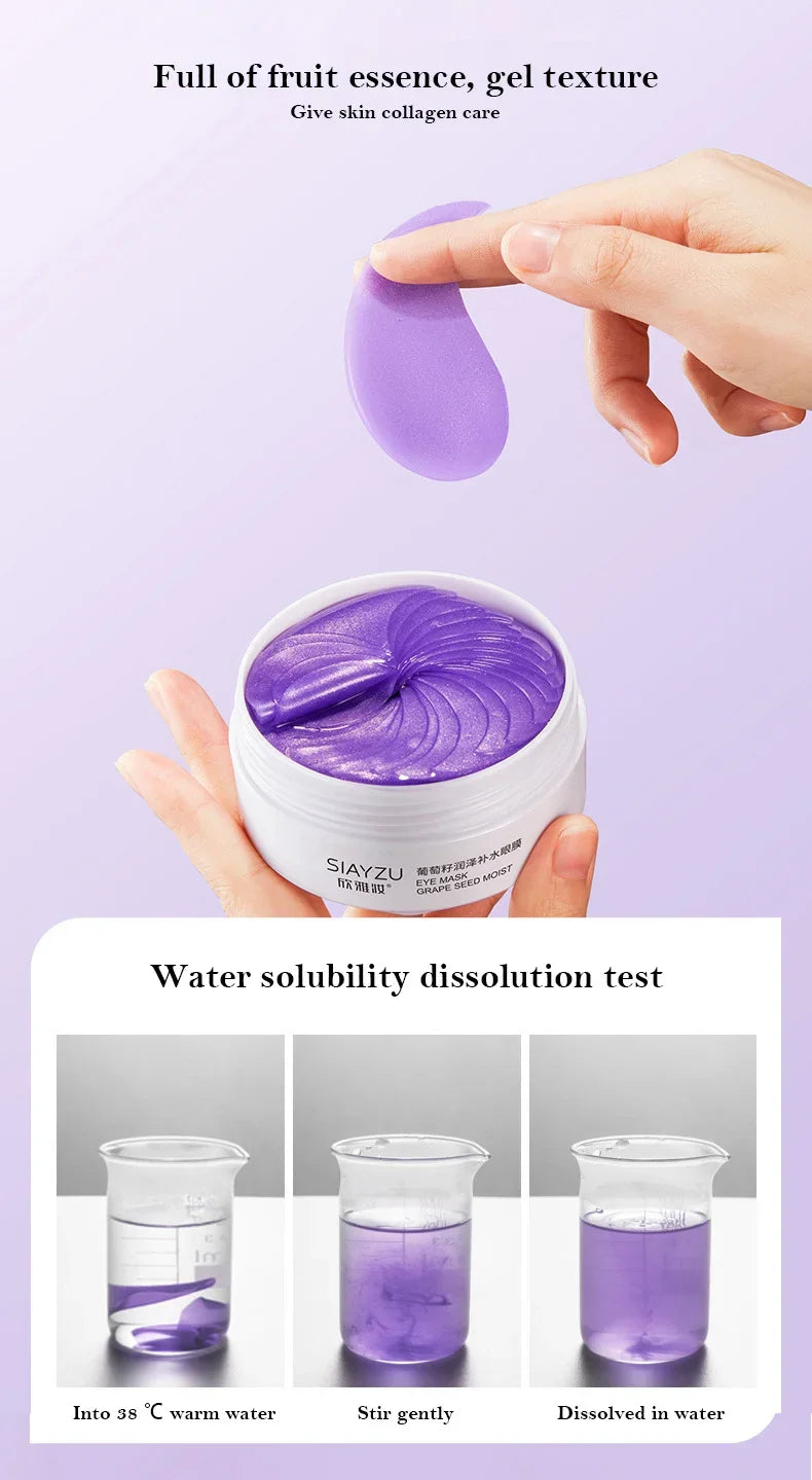 Grape Anti-aging Moisturizing Collagen Eye Mask Anti Dark Circles Dry Eyes Masks Beauty Skin Care Eye Patches 60Pcs