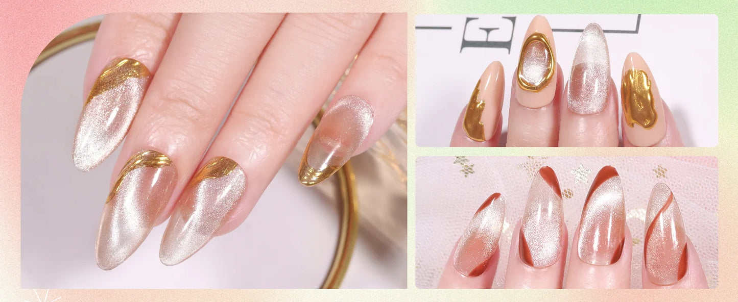 Makartt Cat Eye Nail Polish – Holographic Jelly Gel with Magnet for Home & Salon Use