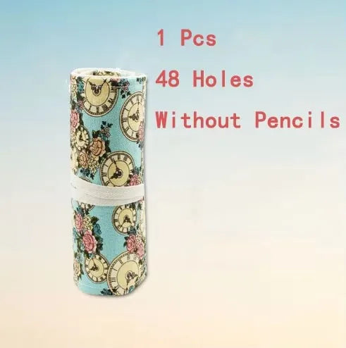 Colorful Canvas Pencil Roll – 12 to 72 Slot Organizer for Students, Artists & School Supplies