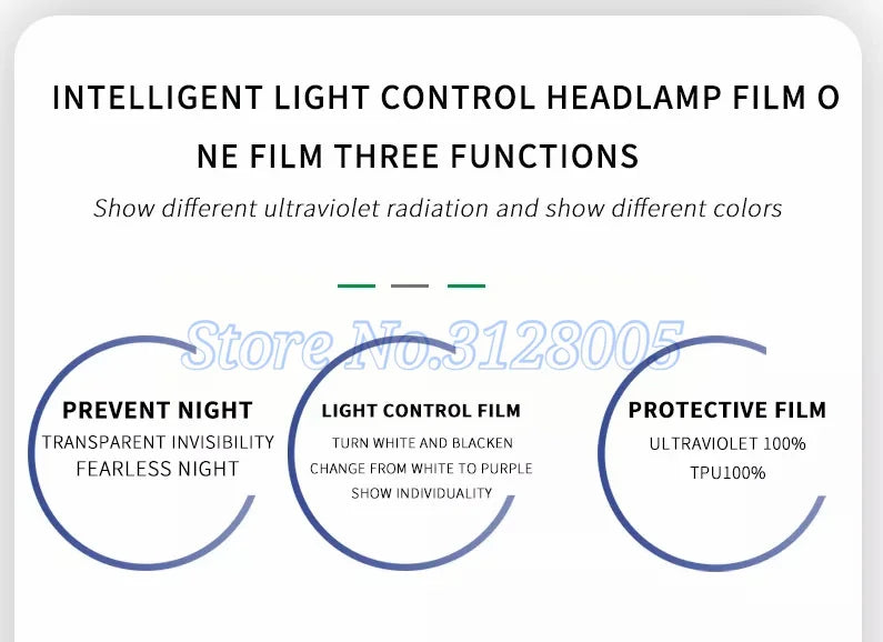 60 50CM 40CM 30CM Car Styling PPF TPU Smart Photochromic Headlight Protection Film Color-Changing Self-healing Anti-scratch Film