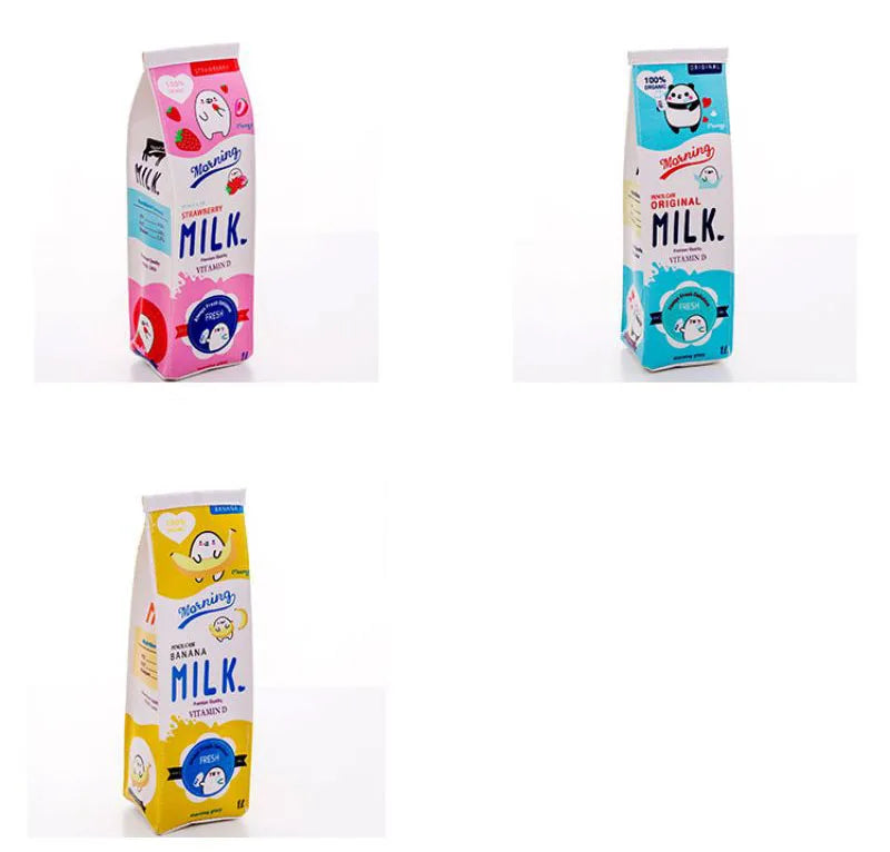 Kawaii Milk Bottle Pencil Case – PU Leather Panda Design for School, Office & Cute Stationery Gifts