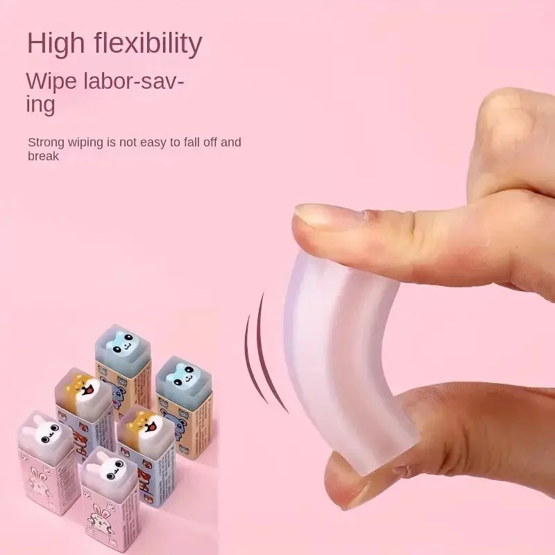 3pcs/6pcs Cute Animal Jelly Erasers – Sweet-Scented Cartoon Rubber for Kids & Students, Fun Gift & School Supplies