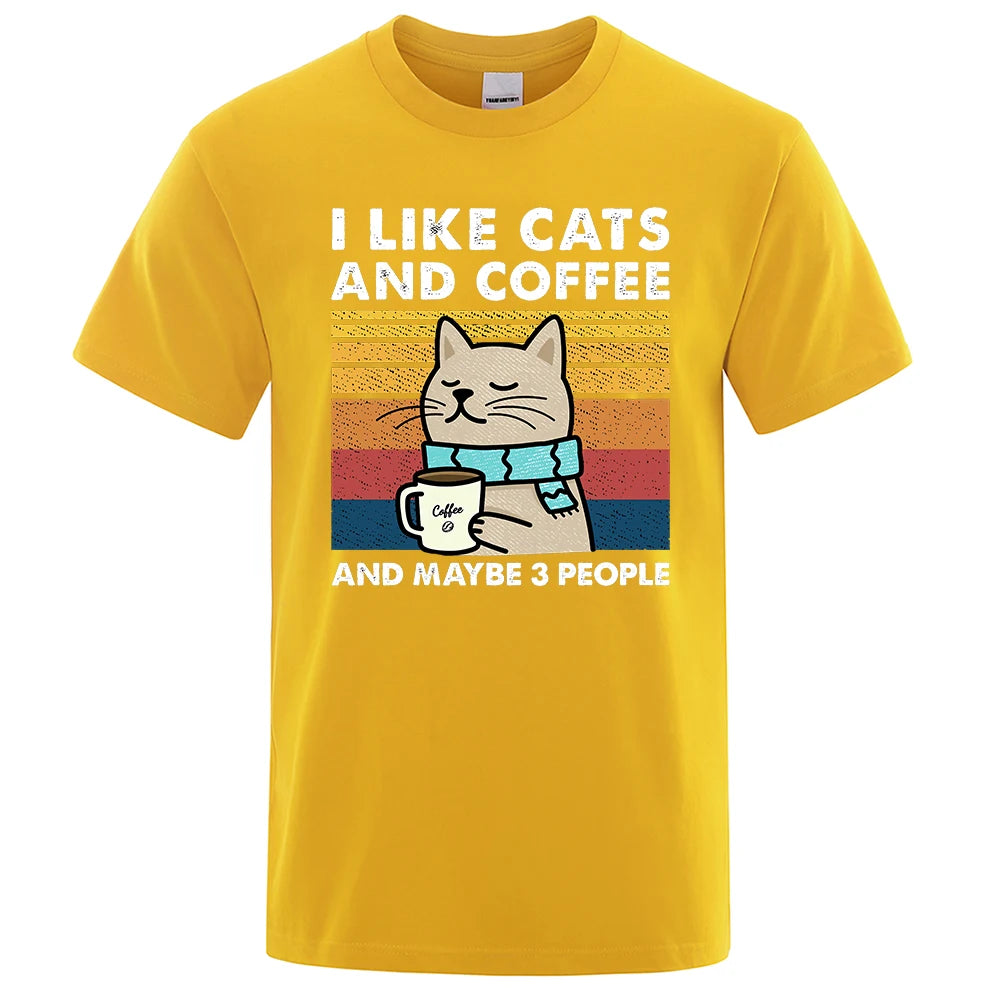 Cats, Coffee & Chill – Funny Street Tee for Everyday Vibes!