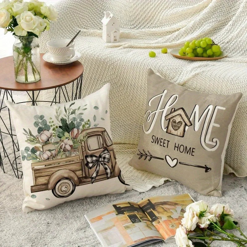 Rural Floral Blessing PillowcasesBedroom Living Room Sofa Home Decor Polyester Cushion Cover with Zipper