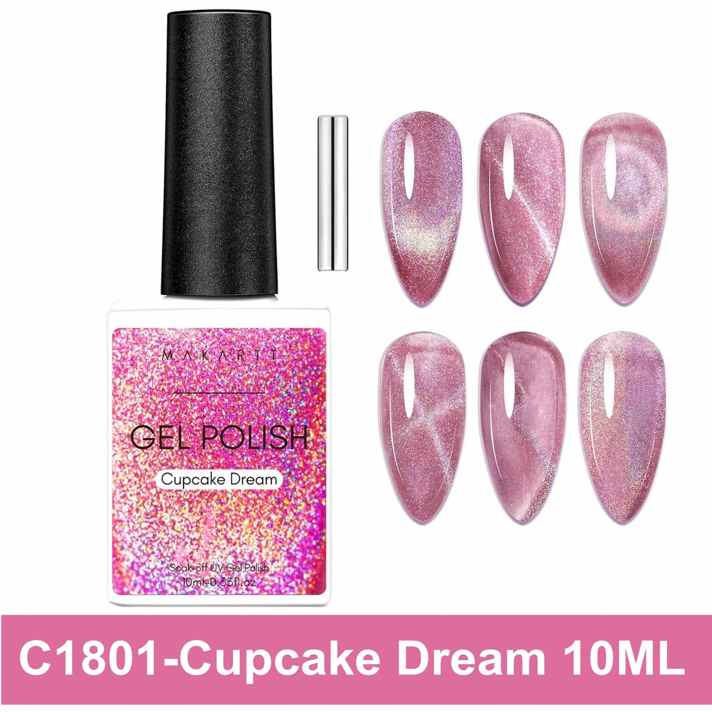 Makartt Cat Eye Nail Polish – Holographic Jelly Gel with Magnet for Home & Salon Use
