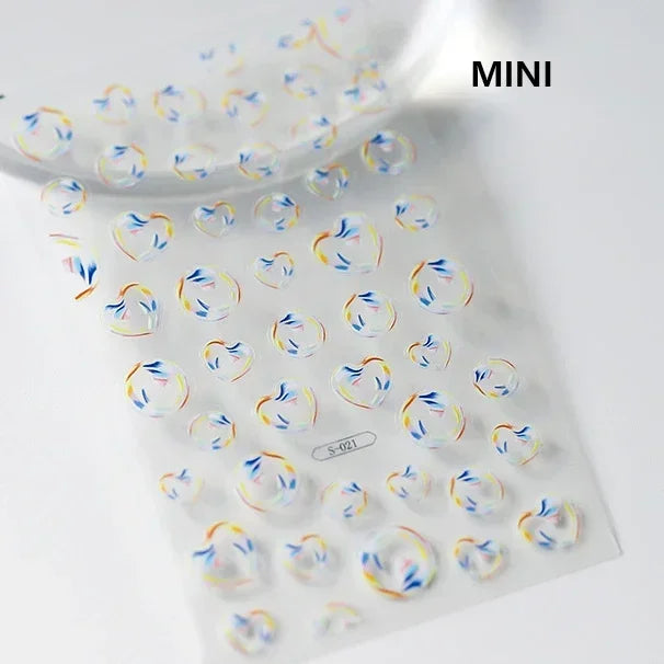 Colorful & Fun Beach Bloom Nail Art – 5D Stickers with Coral, Petals & Ocean Charms