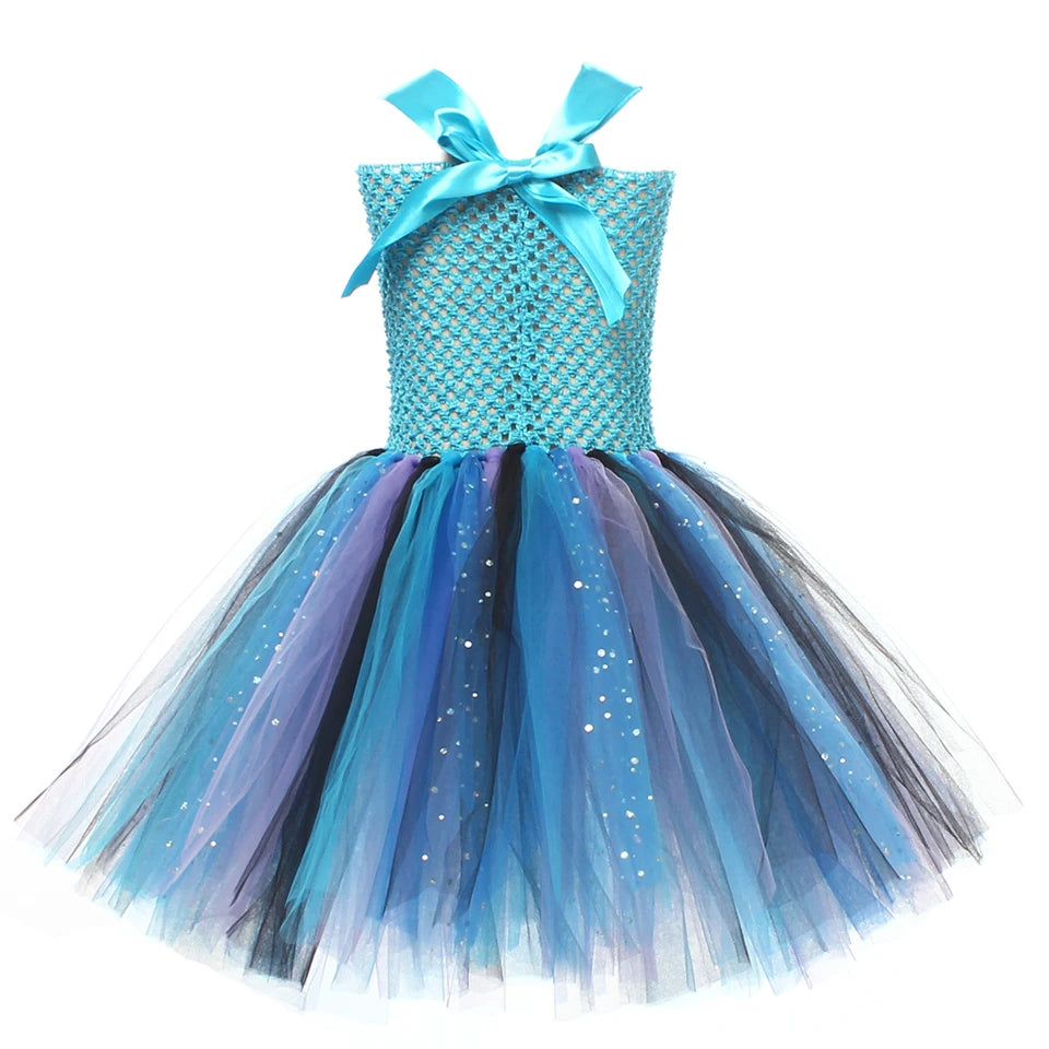 Movie Girls Alien Dog Costume Cartoon Blue Tulle Festival Dress Lilo Tutu Dress Maia Kealaha  Live-action Character Dress Up
