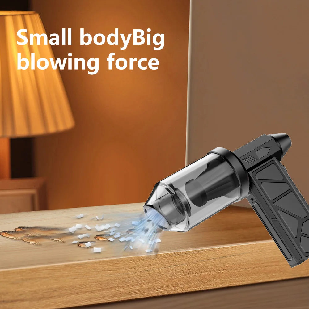 2-in-1 Blower & Vacuum, 4-Speed/Dual Magnetic Nozzles with LED & Type-C Fast Charge for Yard/BBQ/Hair/PC Use