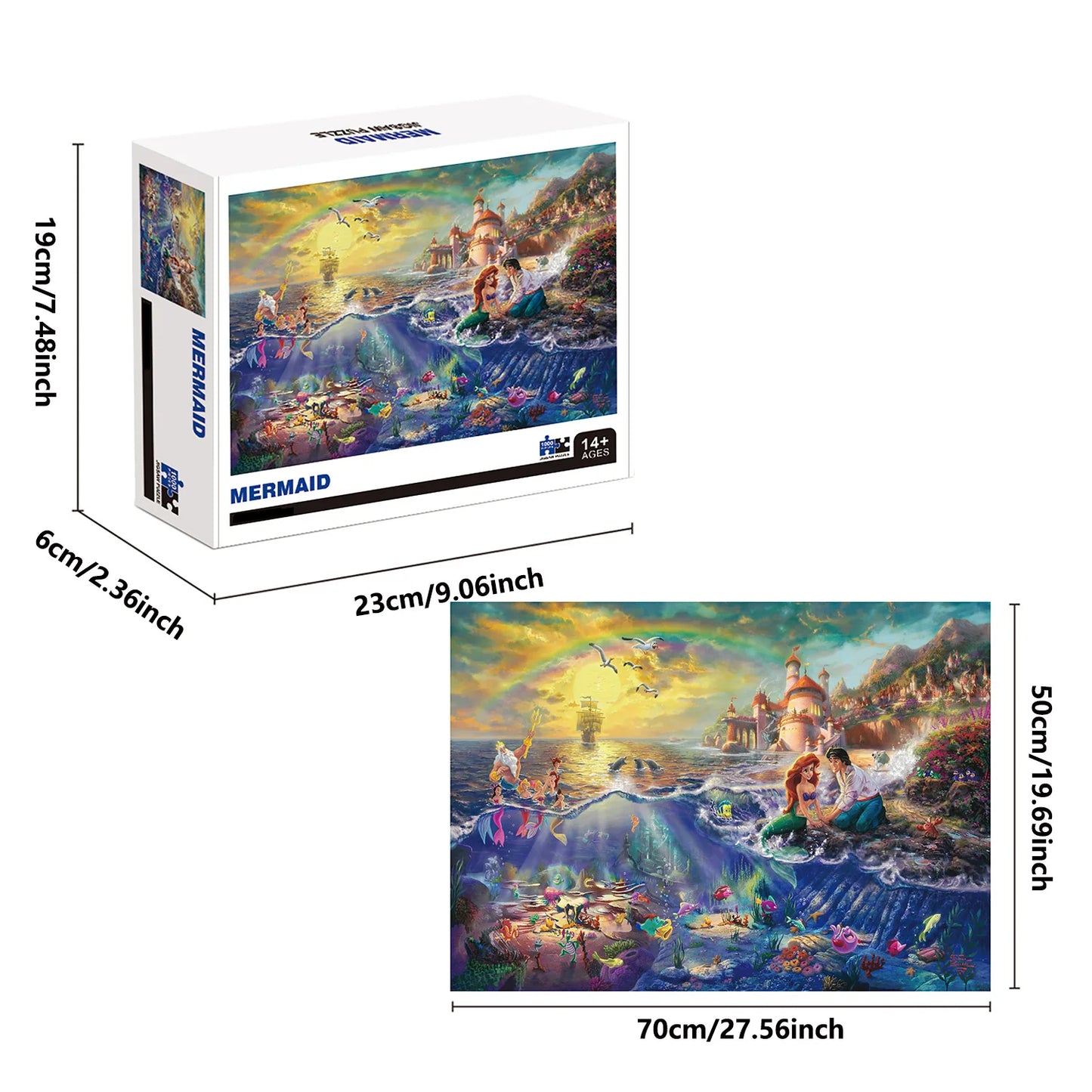 1000 Pieces Mermaid Jigsaw Puzzles for Adults Home Decor Games Family Fun Floor Puzzles Educational Toys for Kids