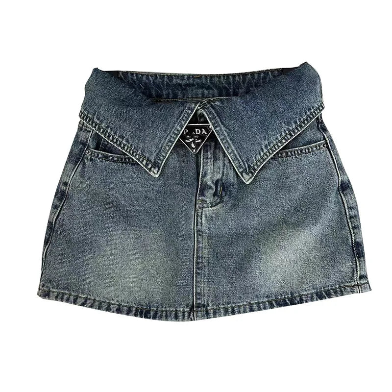 Fashion High Waist Denim Mini Skirt Women's 2023 Summer New Fashion Button Zipper Slim Fit Korean Street  Casual A-line Skirt
