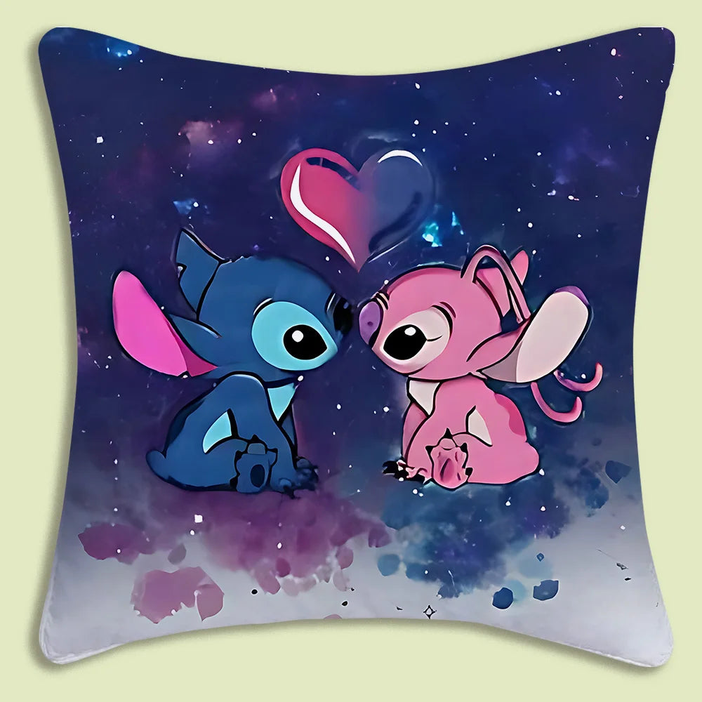 Cute Stitch Pillow Covers Cartoon Sofa Decorative Home Double-sided Printing Short Plush Cute Cushion Cover