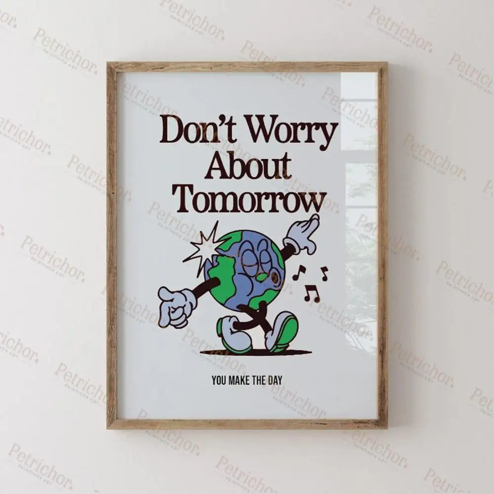 Retro Earth Flower Good Morning Motivational Quotes Gifts Wall Art Prints Canvas Painting Poster Pictures Living Room Home Decor