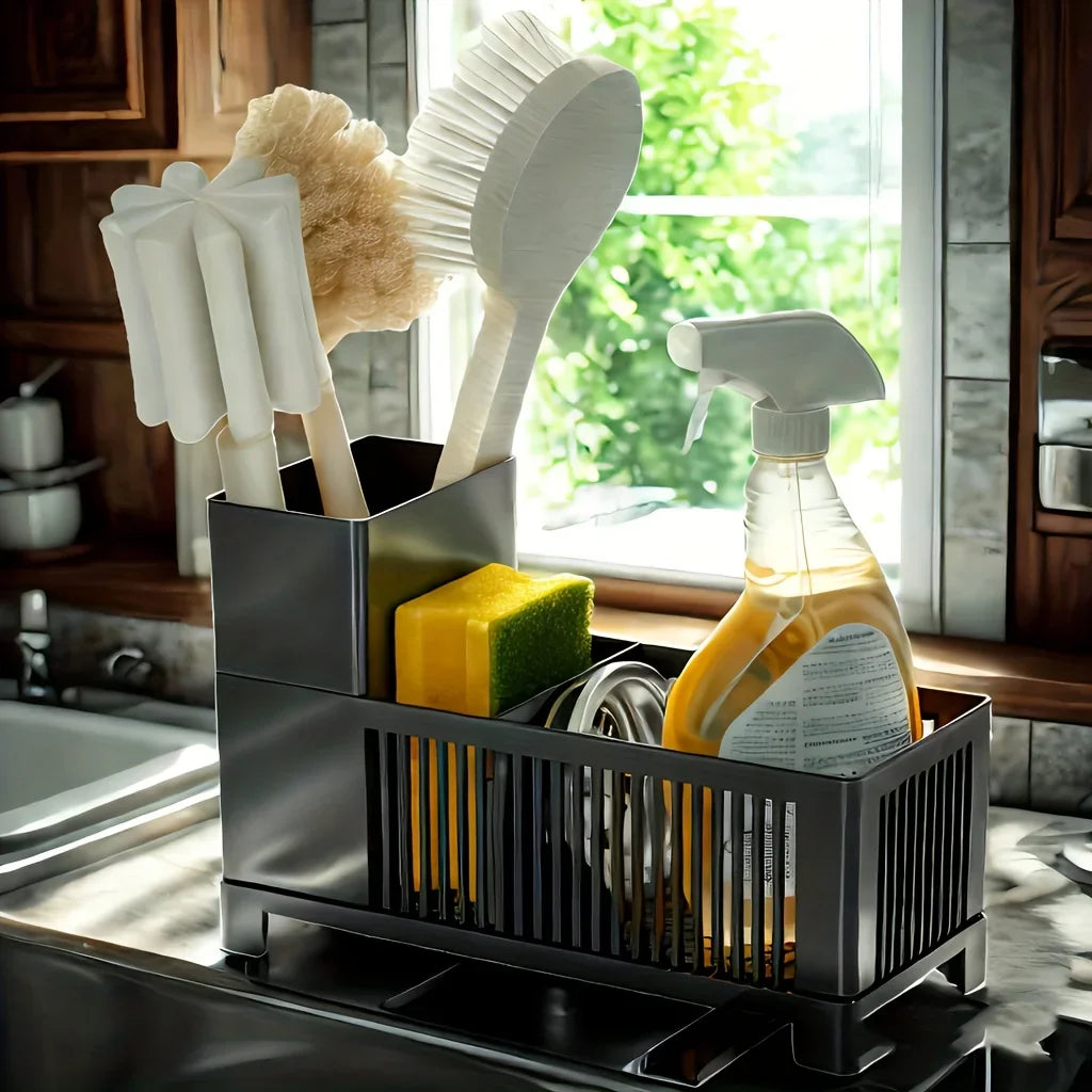 1pc Kitchen Drain Rack Kitchen utensils storage basket used for storing cleaning tools sponge cleaning drying drain basket