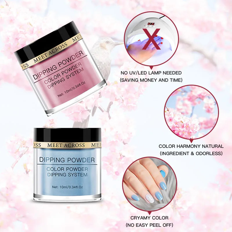 8 Colors Dip Powder Nail Set – Classic Nude Pink & Glitter Collection for DIY Salon Nails