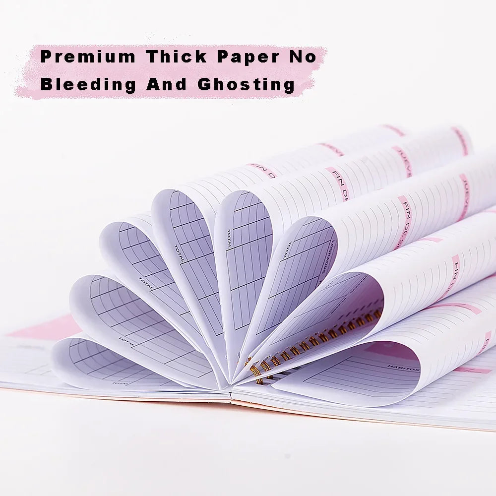 New Weekly Planner Undated Spiral Agenda A5 Notebook Planner Pouch 52 Weeks Planner Schedules Stationery Office School Supplies