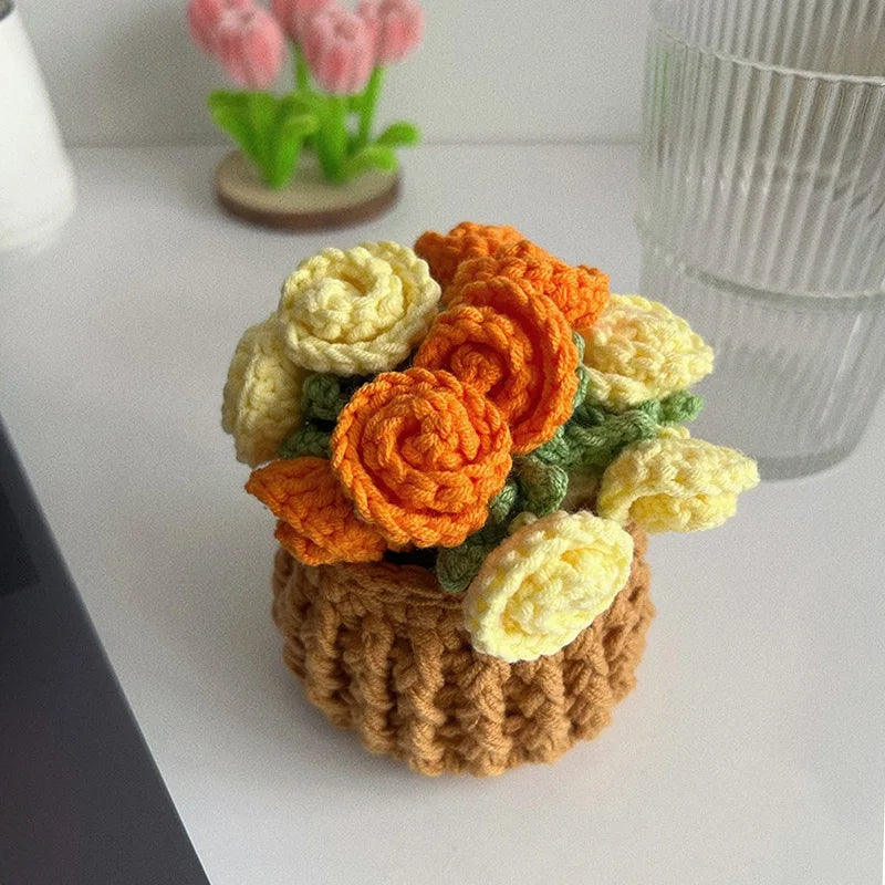 Crochet Flower Coaster Hand Knitted Coaster Rose Placemat Table Ornament Cup Pad Crochet Flower Cupmat Creative Coaster Gifts