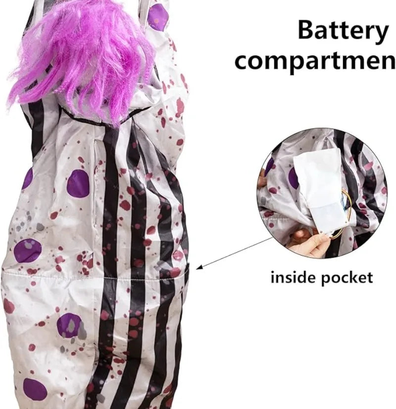 Halloween Decorations Electric Voice-activated Hanging Ghost Clown Hanging Ghost Haunted House Horror Decoration Props
