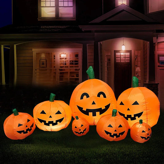 Halloween Giant Conjoined Pumpkin Ghost Outdoor Horror Decoration Inflatable Air Model Festival Party Decoration Supplies