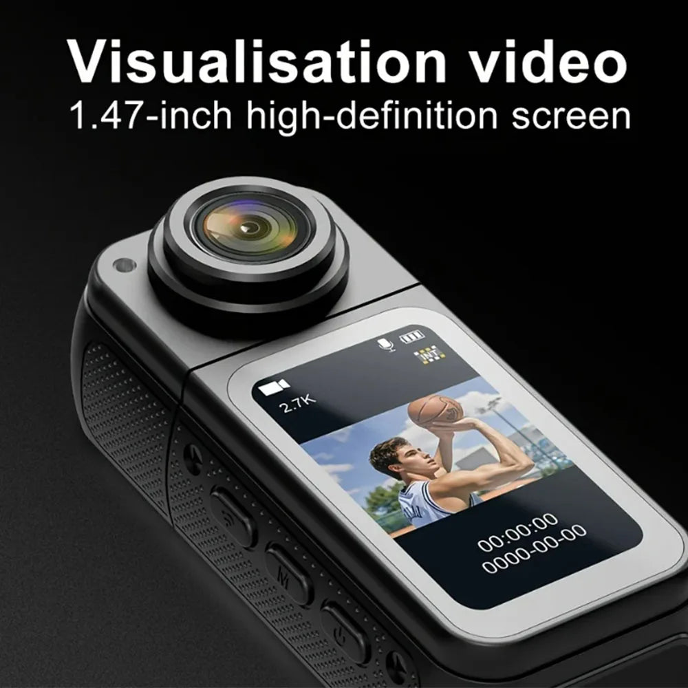 Motor Recorder 2.7K WIFI Mini Thumb Camera 1.47'' Cam Outdoor Sports Cycling 180° Rotation Magnetic Bicycle Motorcycle Recorder