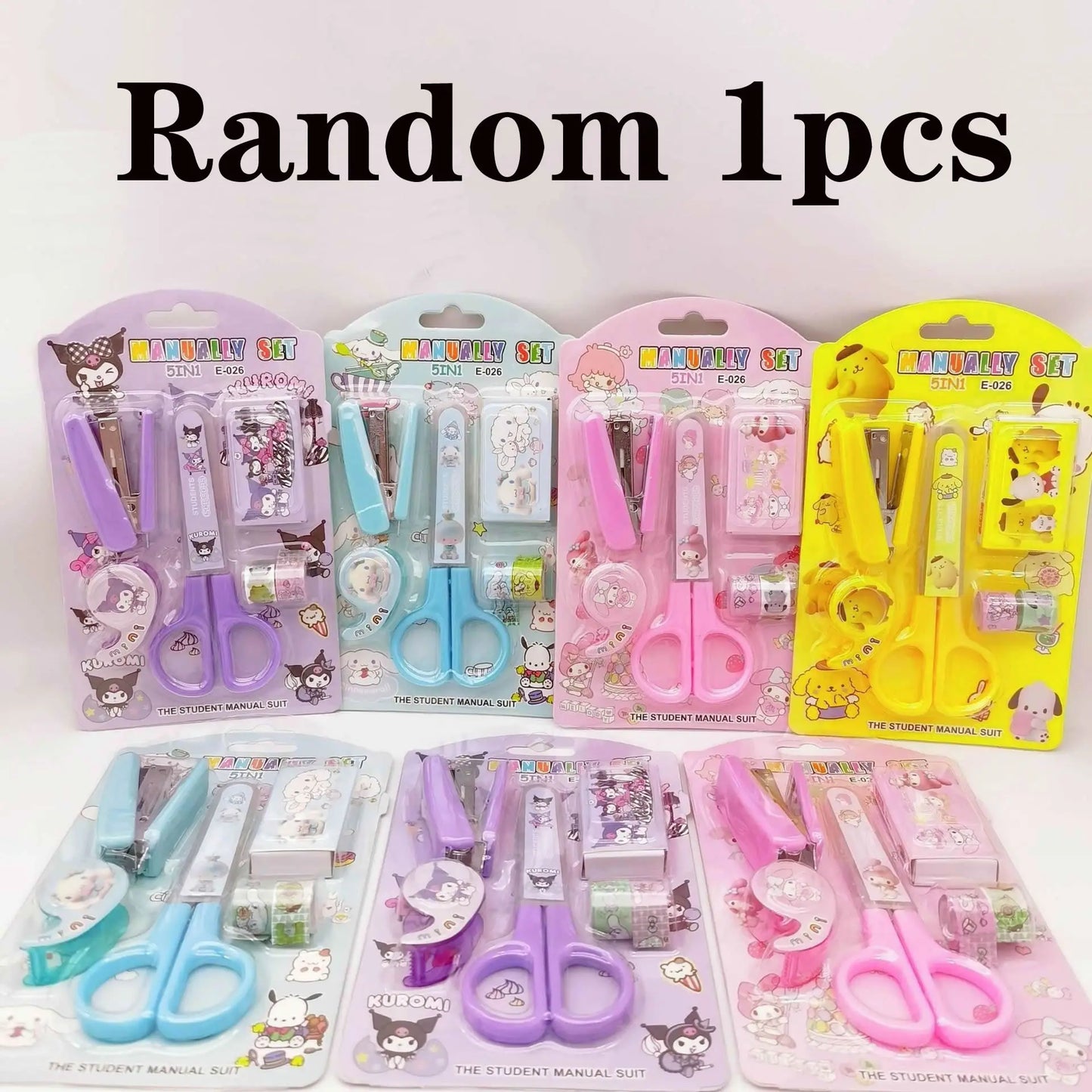 Kuromi & Hello Kitty Cartoon Stationery Set – Stapler & Tape Combo for Students, School Projects & Home Book Binding