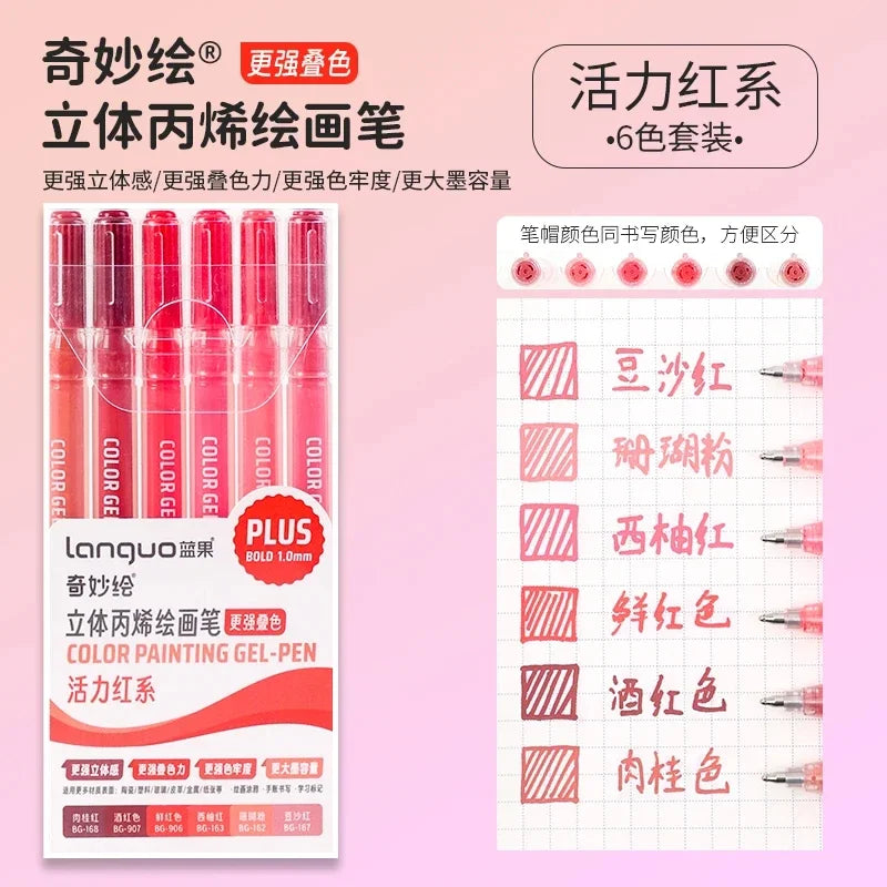 36/12 Colors Acrylic Gel Pen 1.0mm Large Capacity Student Writing Pen Painting Drawing Office School Supplies Stationery