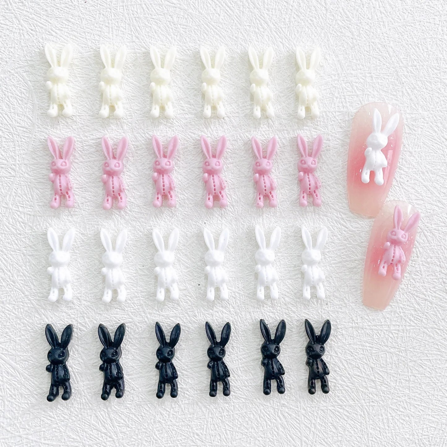 Kawaii Bunny Nail Charms – 60PCS 3D Acrylic Set for Creative Nail Art