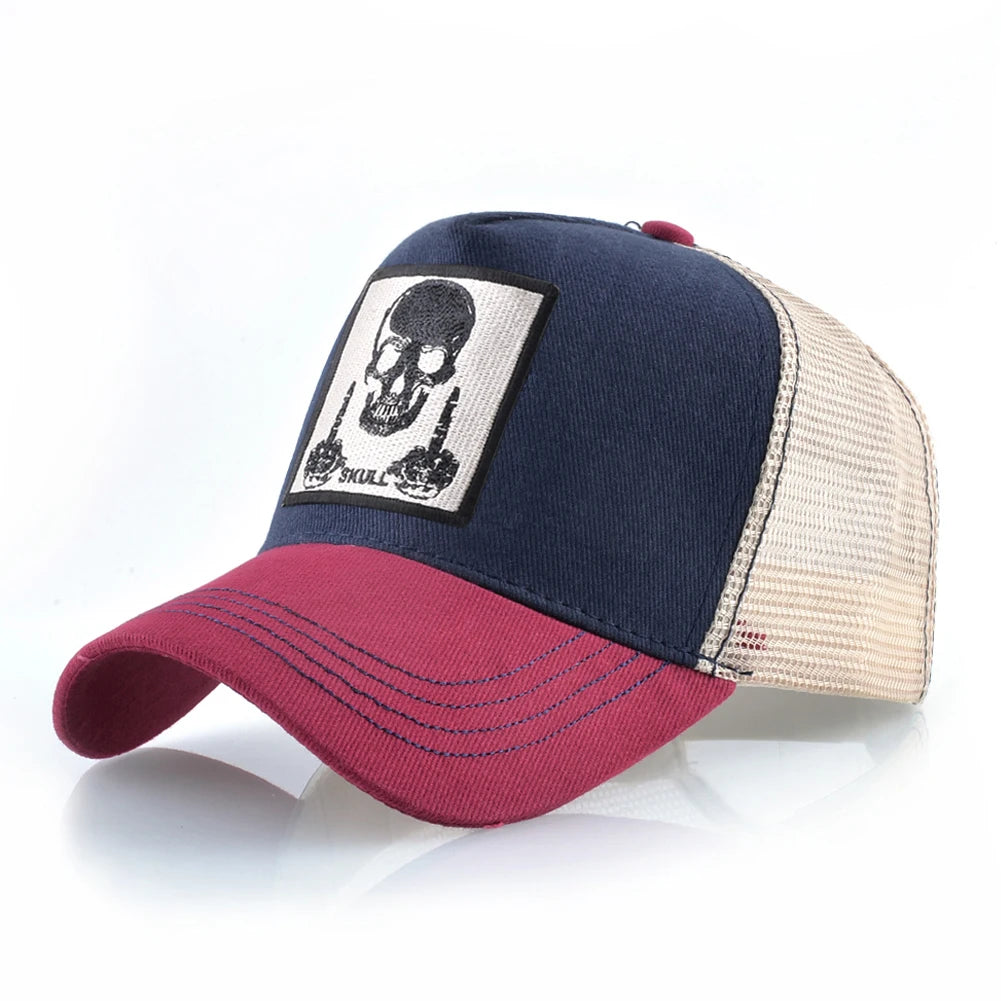 Unisex Trucker Cap Men Four Seasons Baseball Cap With Skull Patch Women's Snapback Hip Hop Baseball Hat Outdoor Sport Casual Cap