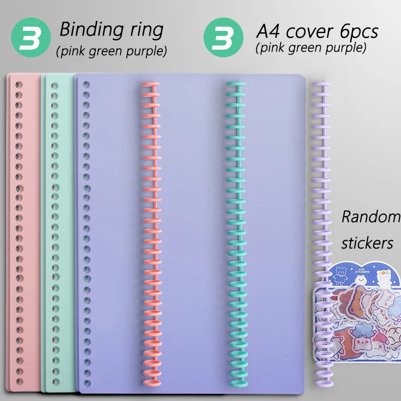 Multi-Hole Transparent Binder Covers – A4 Loose-Leaf PP Matte & Film Discbound Options for School, Office & Creative Journaling