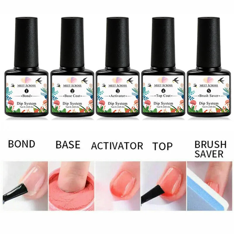 8 Colors Dip Powder Nail Set – Classic Nude Pink & Glitter Collection for DIY Salon Nails