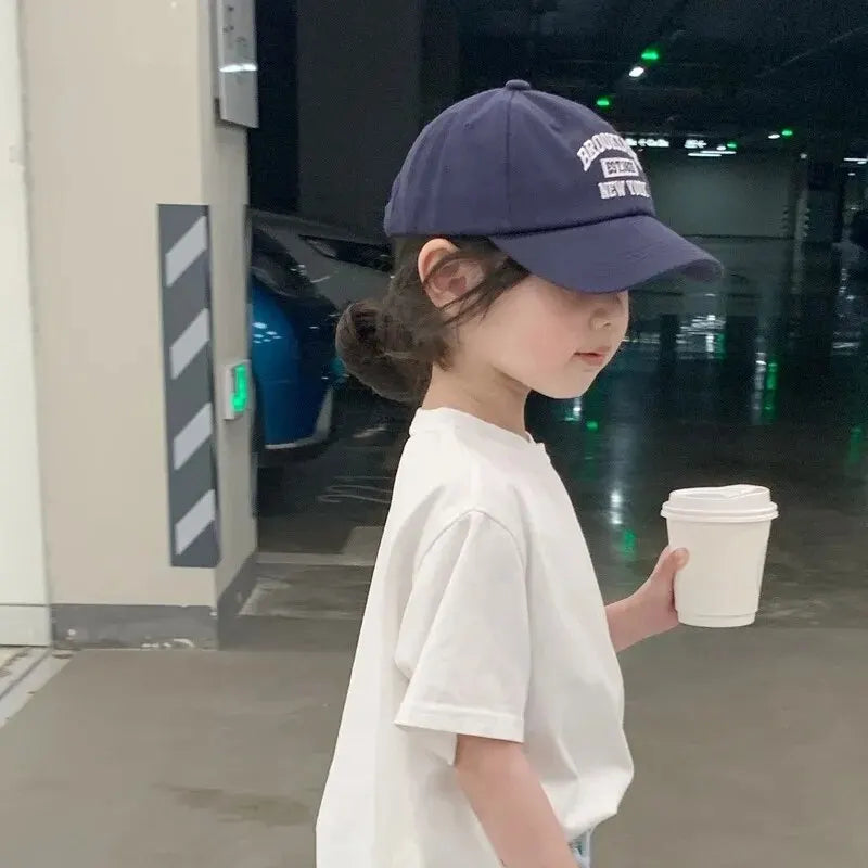 Korean Style Kids Cap – Cute Letter Embroidery & Sunny Day Vibes!