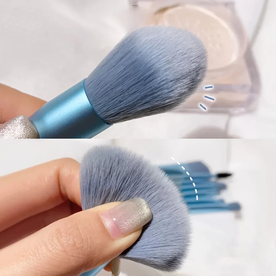 8Pcs Soft Bristle Makeup Brush Set - Portable Beginner-Friendly Tools for Eyeshadow/Blush/Lip/Lash Comb-Handled Travel Gift Set