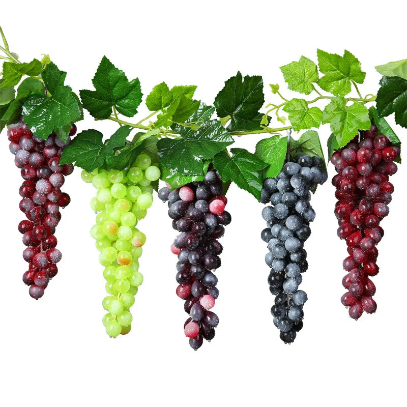 12/18/22/36/45/60/85/110 Heads Black Red Green Purple Hanging Artificial Grapes Photography Props Decoration Fake Fruits