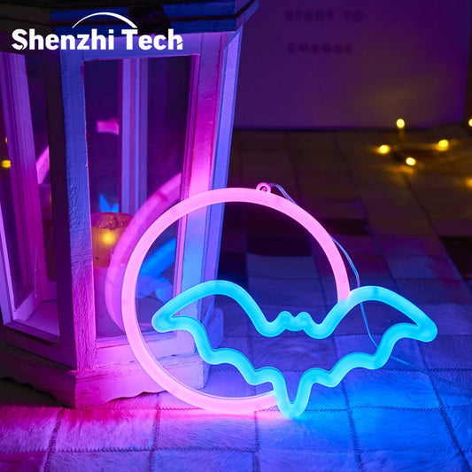 Halloween Bat-shaped Decorative Lights,USB/Battery Powered Wall decor, for Kids,Gift,Haunted House,Party,Home Decor