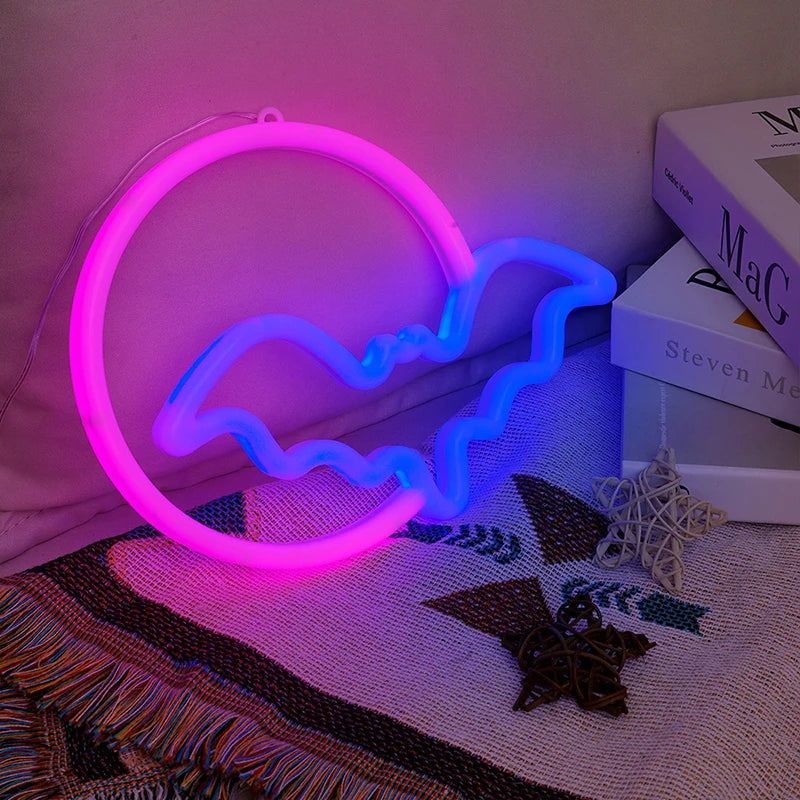 Halloween Bat-shaped Decorative Lights,USB/Battery Powered Wall decor, for Kids,Gift,Haunted House,Party,Home Decor