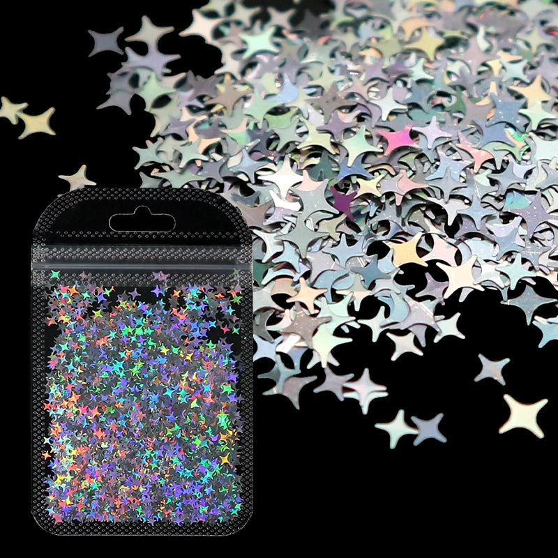 Starstruck Sparkle – Holographic Silver Nail Sequins for Viral DIY Looks