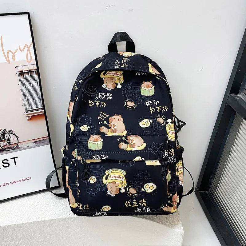 Capybara Campus Buddy – Kawaii Cartoon Laptop Backpack with Room to Spare!