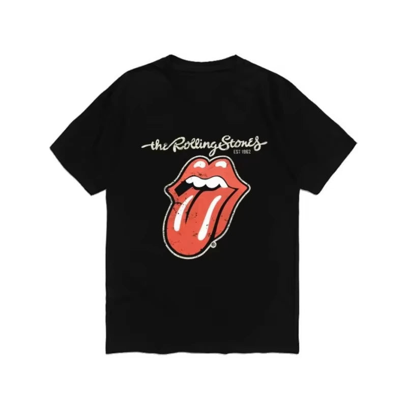 2025 Summer European and American Rock Punk The Rolling Stones T-shirt Summer Cotton Round Neck Short Sleeve Fashion Men's Tee